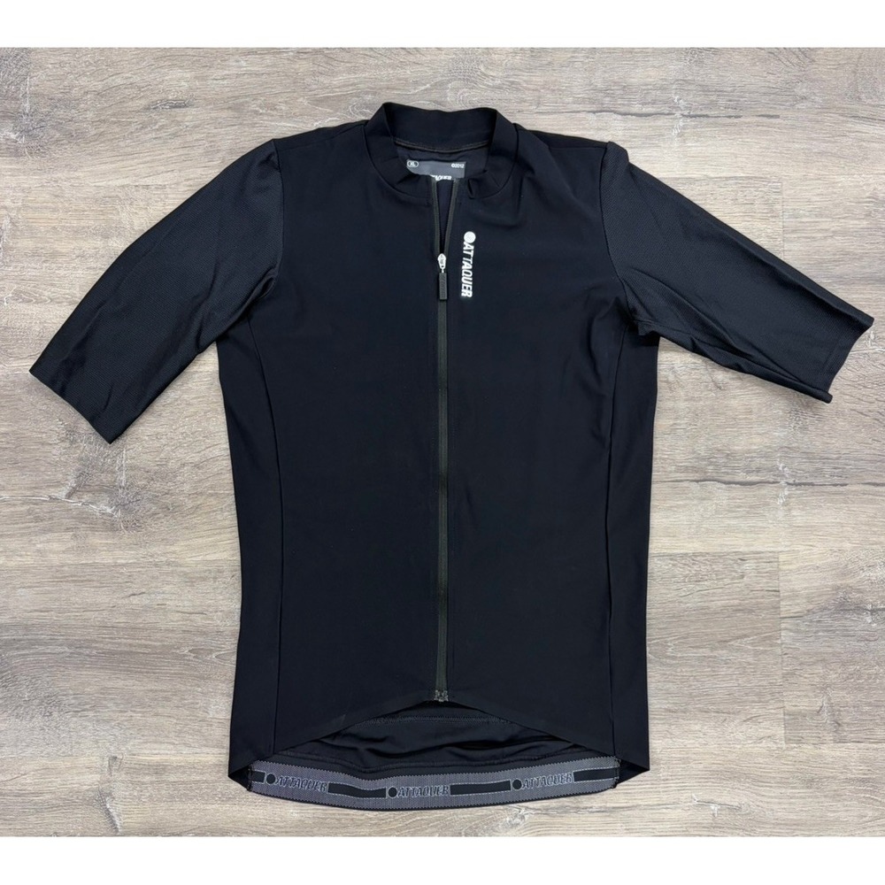 Attaquer Men's XL Race All Day Cycling Jersey Black Full Zip Short Sleeve